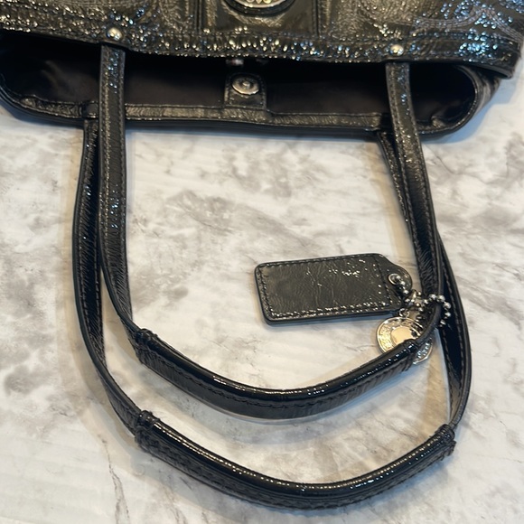 Coach signature C stitch black patent leather kiss lock satchel - Picture 10 of 14